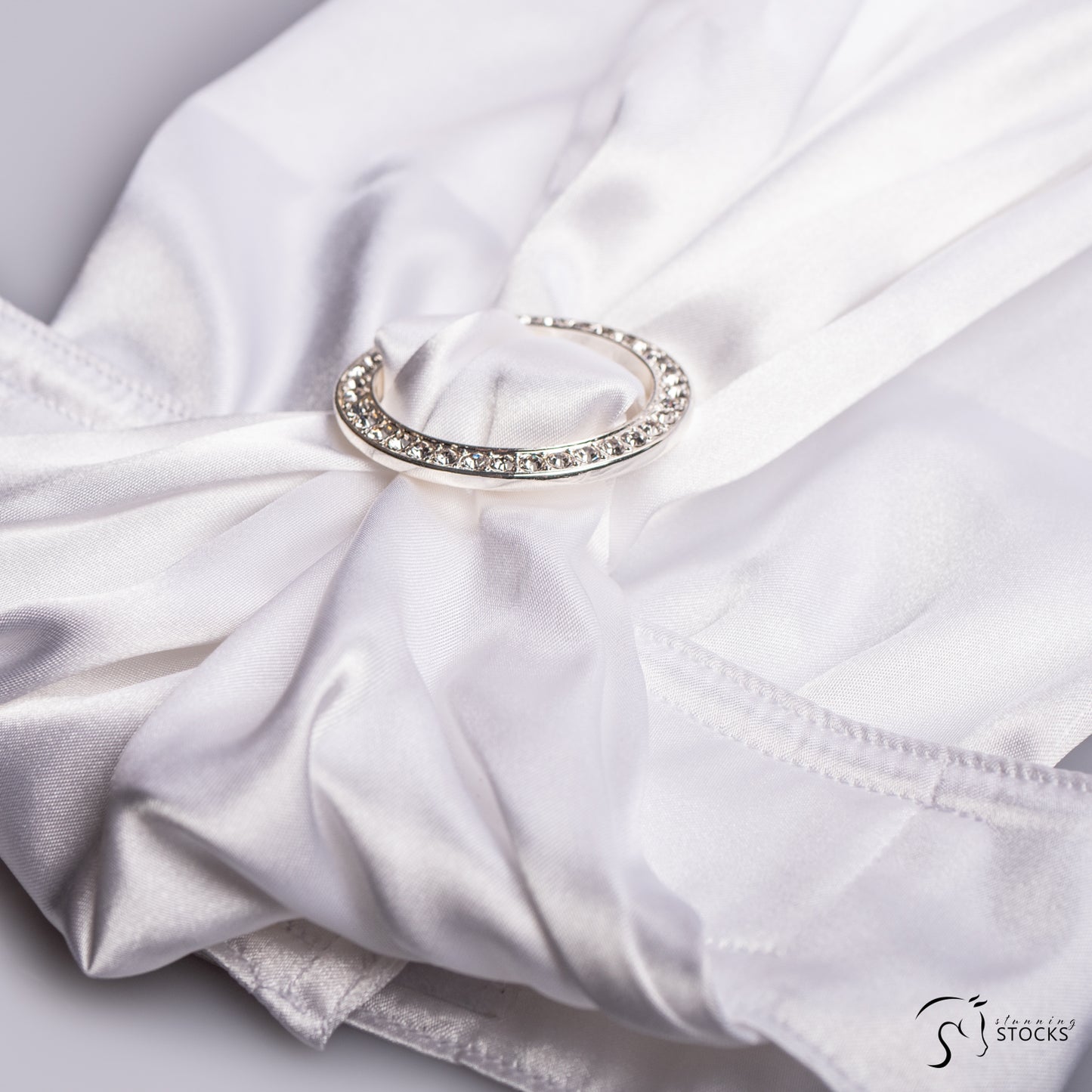 Euro Satin Stock with Crystal Ring