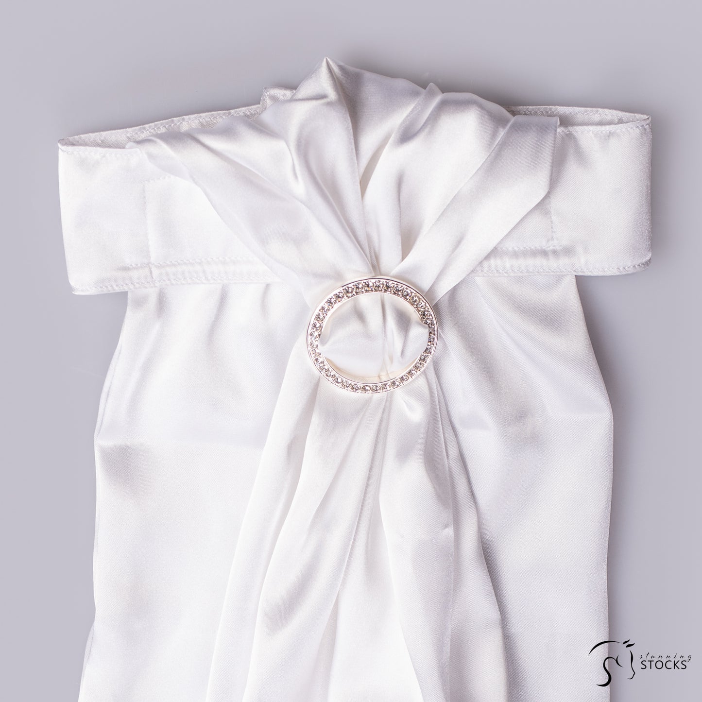 Euro Satin Stock with Crystal Ring