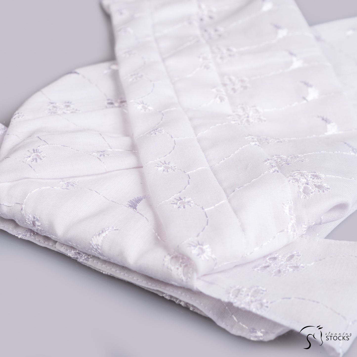 Classic Cotton Embroidered Stock with Pleated Sash