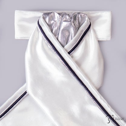 Classic Satin Stock with Silver Anchor and Silver & Navy Piping